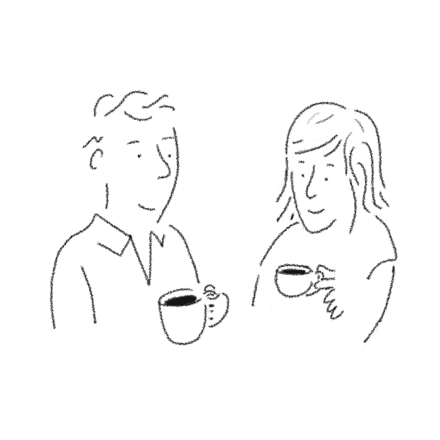 illustration de deux collaborateurs dégustant un café de spécialité Manifeste dans une entreprise