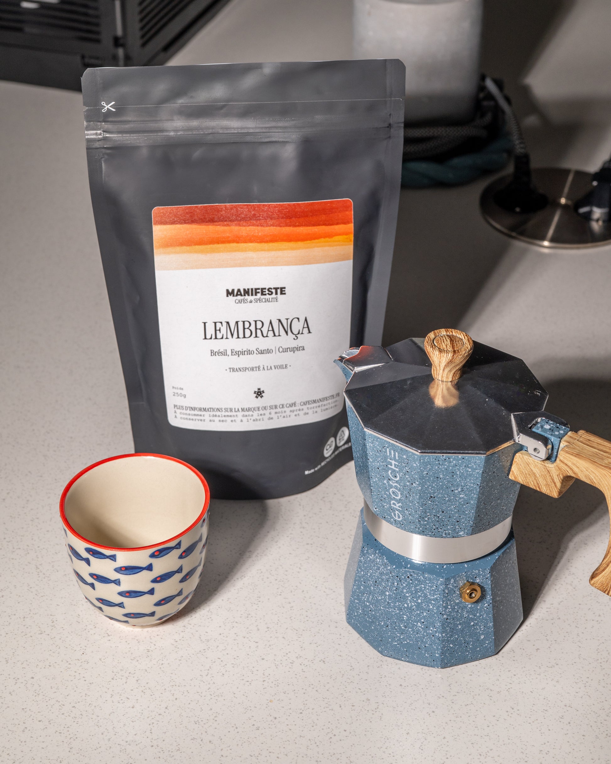 Kit moka ou cafetière à l'italienne grosche et café manifeste